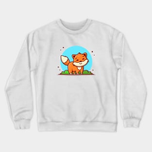 Cute Fox Cartoon Vector Icon Illustration Crewneck Sweatshirt